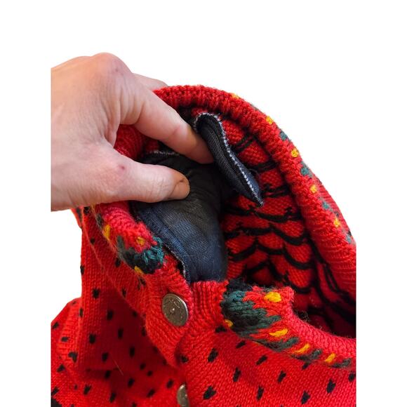 Vtg Dale Of Norway Cardigan Sweater Womens Sz Medium Red Fair Isle Scandinavian - Picture 6 of 10